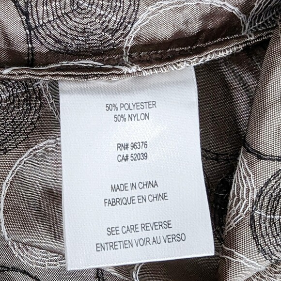 Samuel Dong Womens Circle Pattern Ruffle Blazer Jacker Brown White Black S - Picture 5 of 5